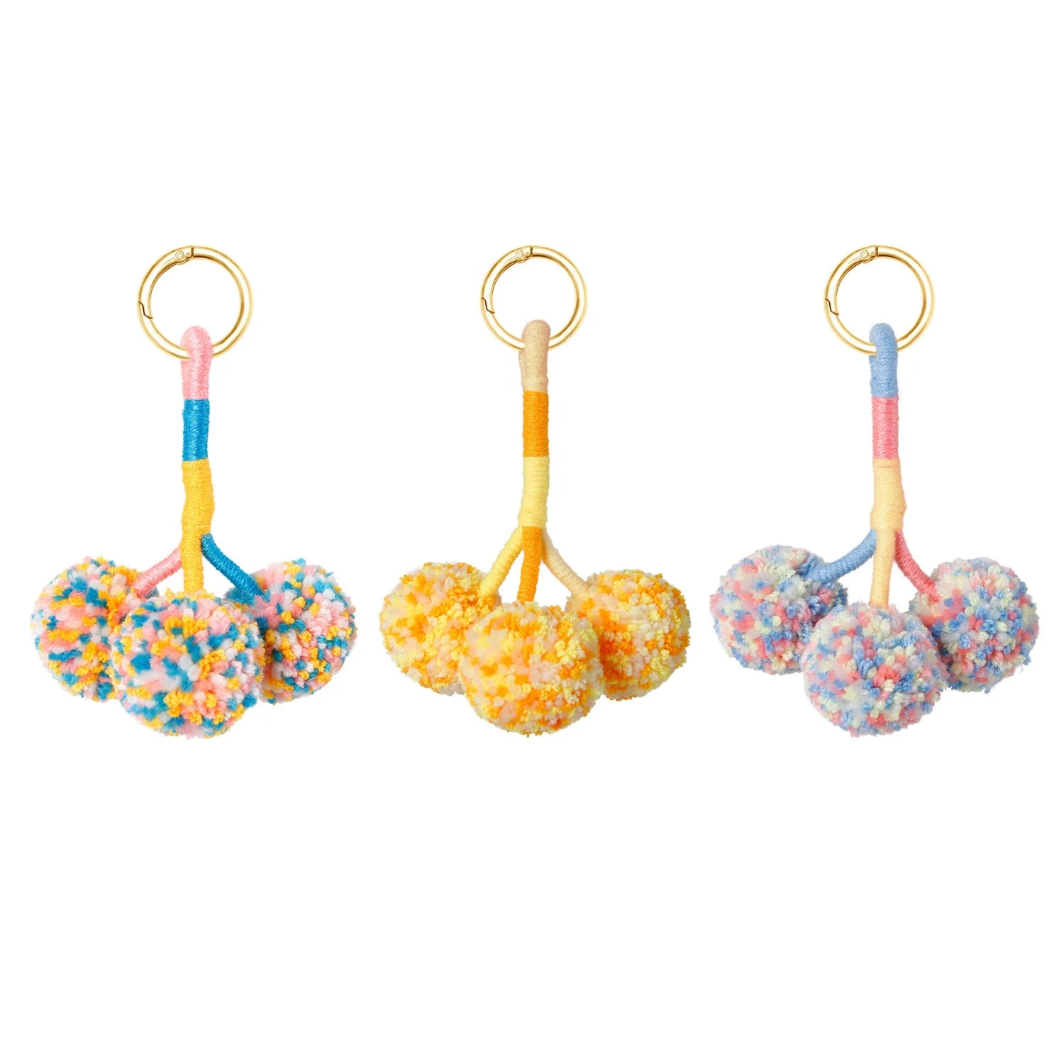 2023 Pom Poms Keychains Boho Rainbow Macrame Handmade Weaving Keychain Bag Charms Women Wallet Keyring