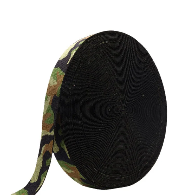 Nylon heat transfer color woven tape camouflage woven tape jacquard elastic band