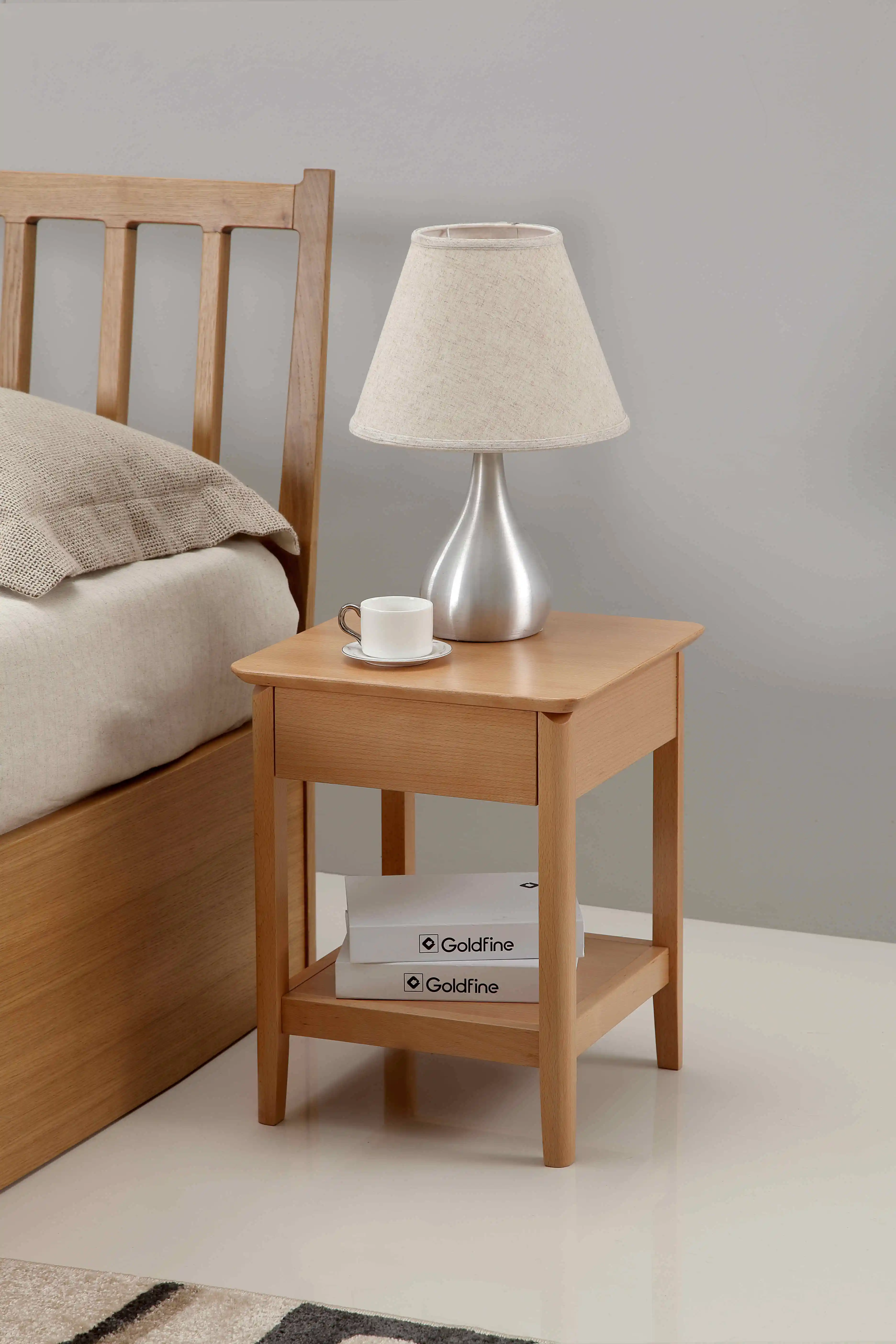 Modern elegant bedroom furniture for home/ hotel usage with drawer set small oak wood nightstand bedside table