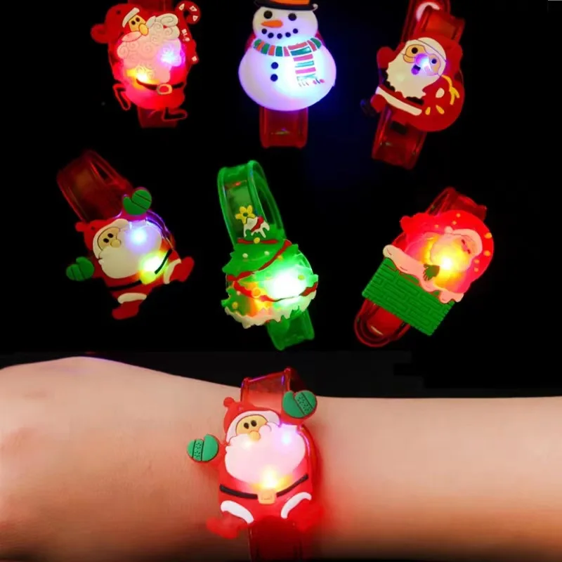 Christmas Halloween Party Cartoon Plastic LED Children Slap Band Watch Flashing Wristband Bracelet Children Party Gift
