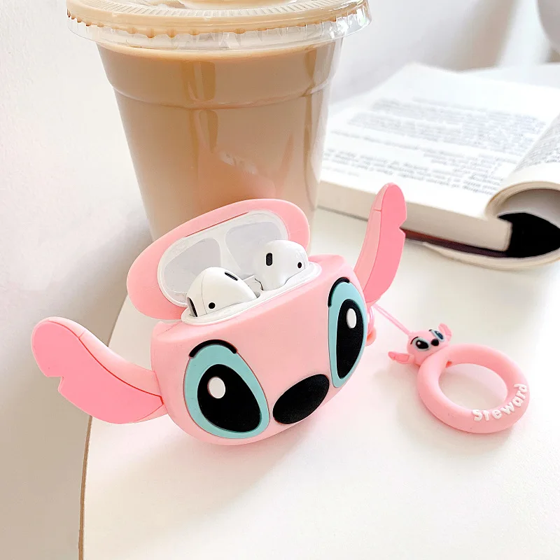  3D чехол для наушников Airpods 2 силиконовый с мультяшным изображением кошки Apple Air pods 1