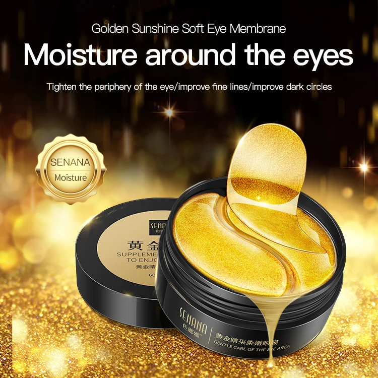 Private brand 24K gold eye mask organic Natural Moisturizing Remove Dark Circle Collagen hydrogel eye patches silk eye mask