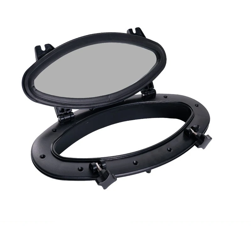 High strength toughened glass impact resistant plastic framed portholes