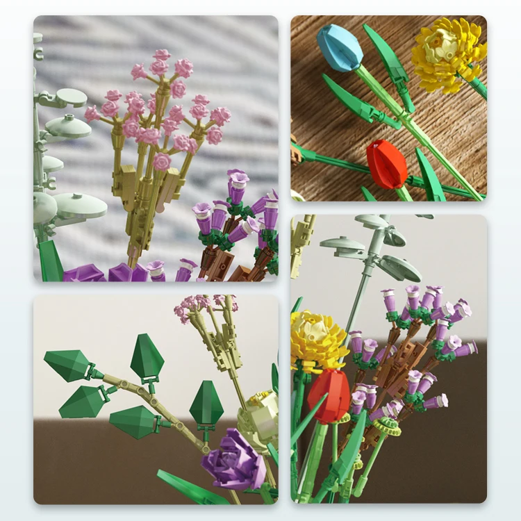 Wholesale Panlos 655001  655002 Flower Building Block Toy Diy Building Block 999PCS Building Block Bricks Construct Toy