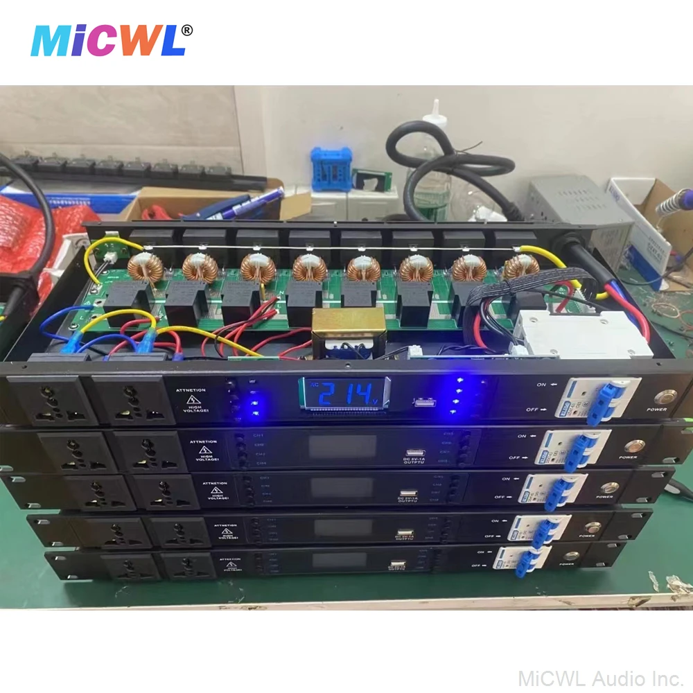 MiCWL S10 10 Output Rack Mount Power Sequence Controller 30A 8000W Conditioner Surge Protector Power Supply Regulator Air Switch