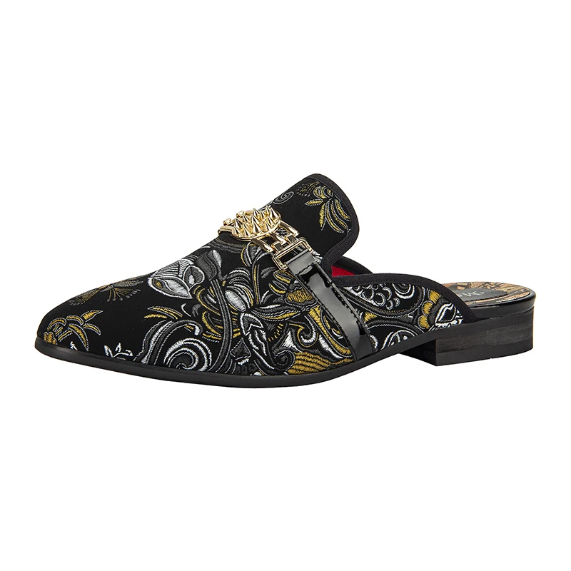 Mens Shoes Luxury Superfine fiber Embroidery pattern Slip-on Penny Loafers