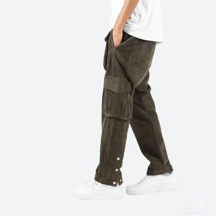 Diznew Custom Men Streetwear Corduroy Stack Pants Style Elastic Drawstring Relax Fit Mens Harem Pants Spandex / Cotton Casual