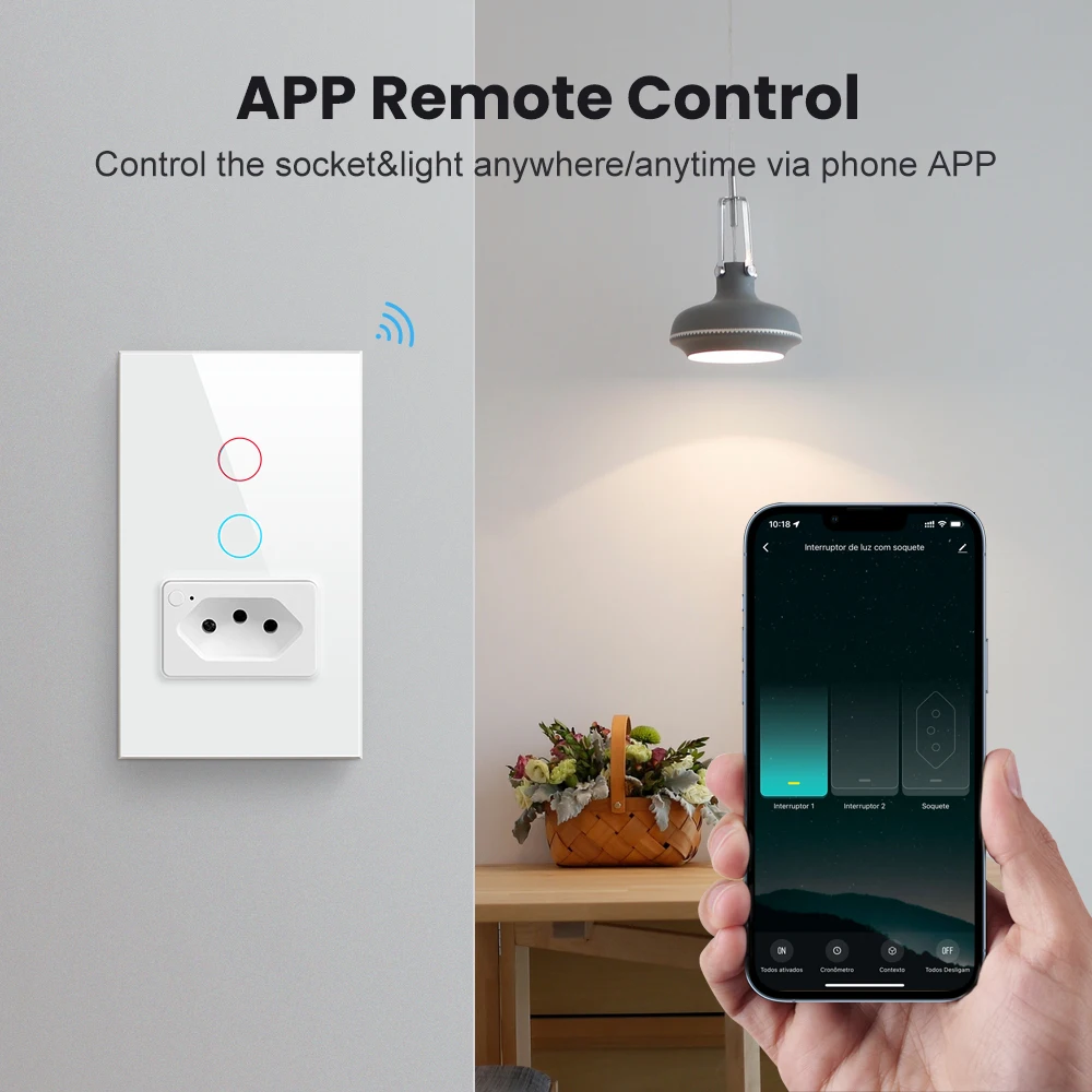 Настенный сенсорный выключатель и розетка AVATTO 100-240 В Wi-Fi для
