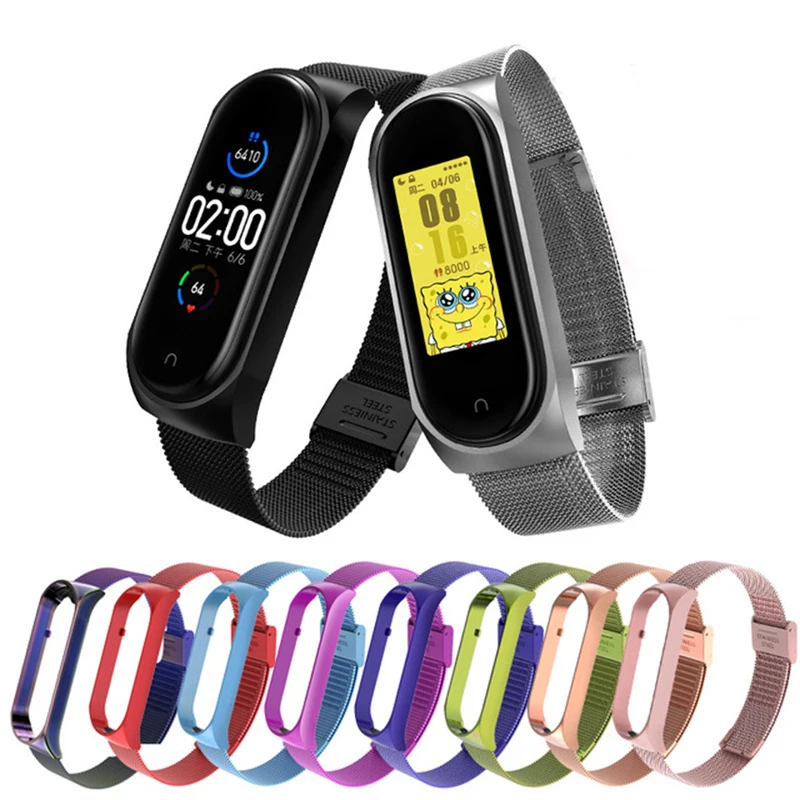 BOORUI metal strap mi band 5 luxury mi band 4 strap metal milanese stainless steel for xiaomi mi band 3 4 5