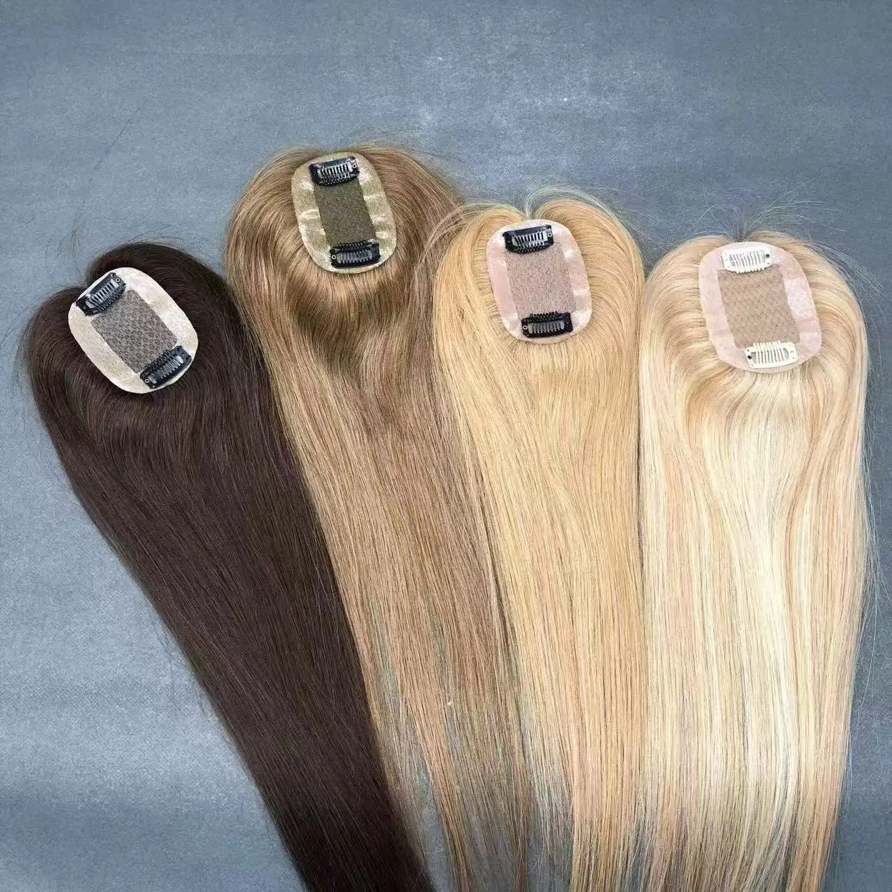 Natural Hairline Cover Gray Crown Silk Base Clip in Ready to Wear Hair Toppers