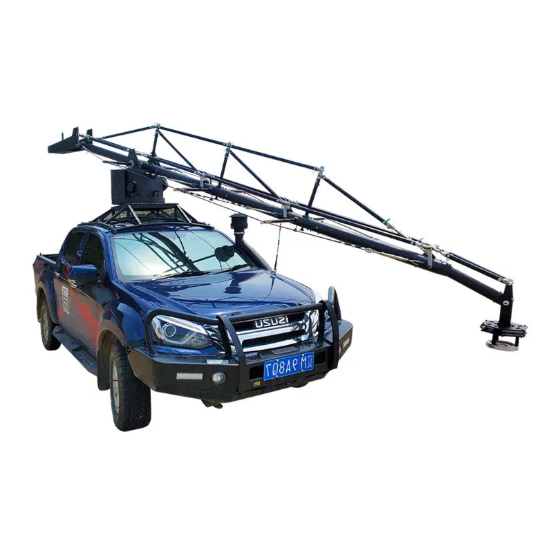 Jib Camera Crane Installed on Cars With gimbal Stabilized Head for film making