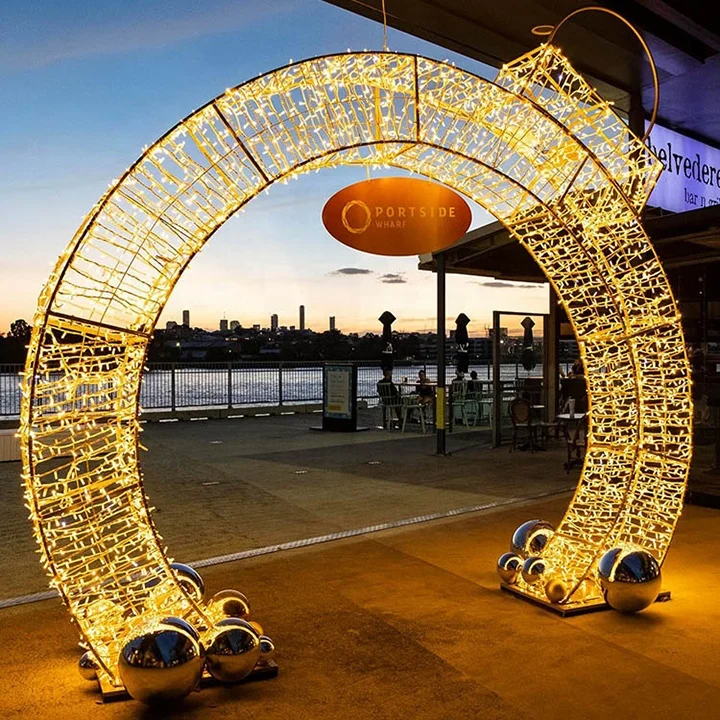 3d Street Christmas Light Arch Color Changing  For Wedding Decoration arch Time Tunnel Motif Lighting
