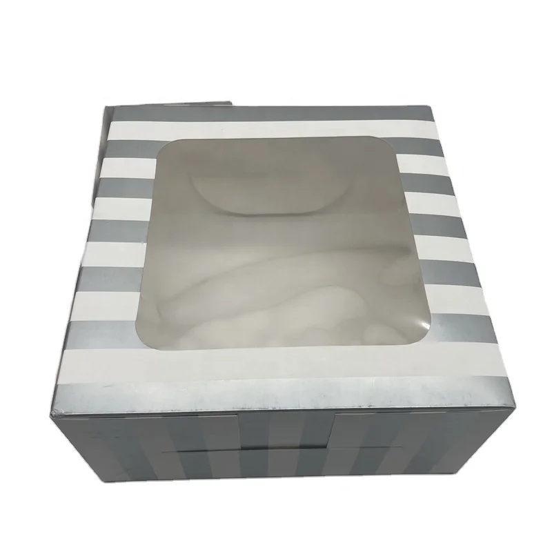 Luxury Custom Printed White Clear Square Rectangular Fancy Cake Box Birthday Party Gift Sweet Cookie Packaging Box With Windows