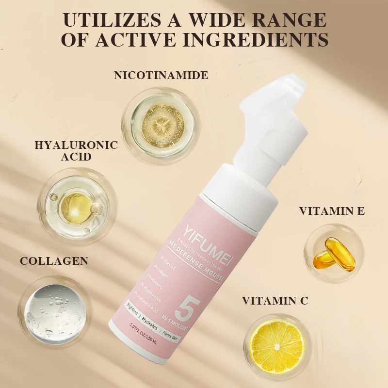 Private Label 5 In 1 Gentle Foaming Facial Cleanser Mousse  Exfoliating Oil Control Makeup Remove Cleansing Mousse