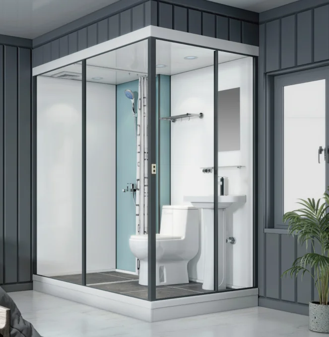 Prefab Indoor All In One Modular Completed Shower Room Cabin With Toilet & Light Modular Bathroom Shower Pod