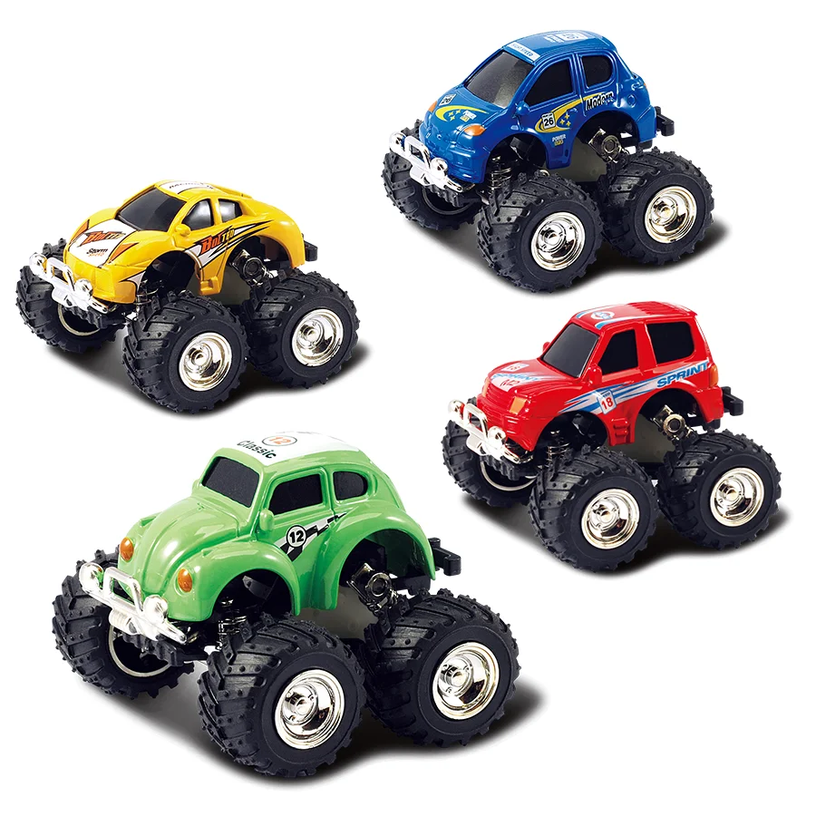 Wholesale 1:64 Diecast Monster Cartoon Truck Car Pull Back Off road Vehicle Toys 4 pcs Gift Set for Kids