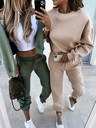 Winter Design Your Own Logo Cotton Two Piece Sweatpants Hoodie Set Sweatsuit Tracksuit For Women