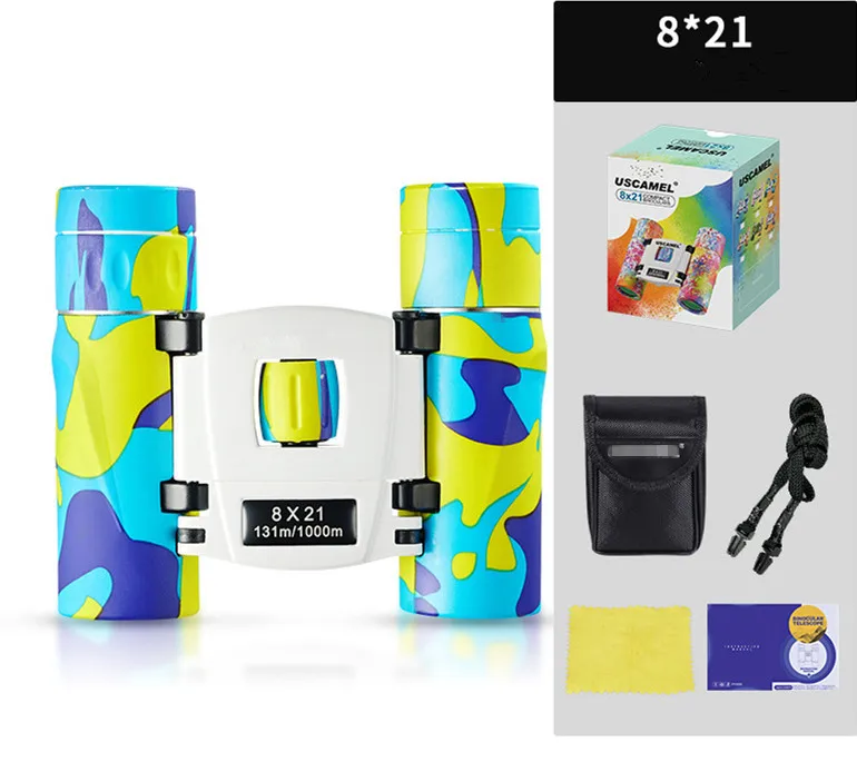 Portable Educational Toys telescope camouflage kids fancy gift 8x21 binocular Boys Girls Birthday handheld mini folding scope