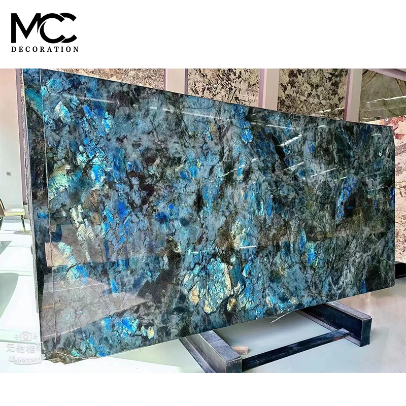 New Arrival Granit Granito Natural Losas Countertops Kitchen Luxury Floor Tiles Blue Labradorite Granite Slab