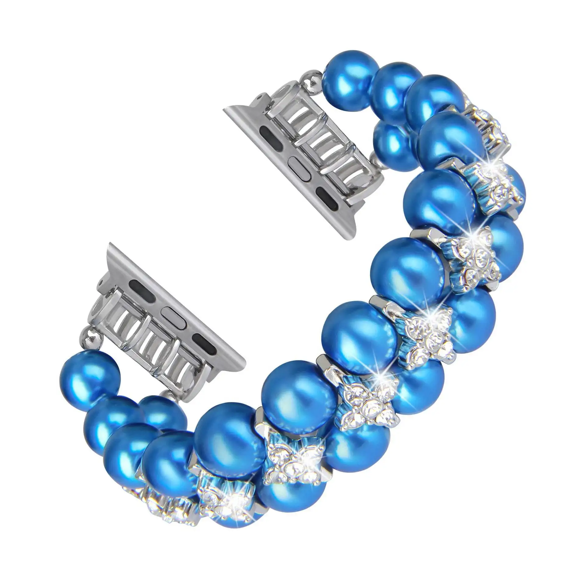 Pearl Stainless Steel Chain Watch Band Replacement Strap 38/40/41/42/44/45/49 MM Mens Watches