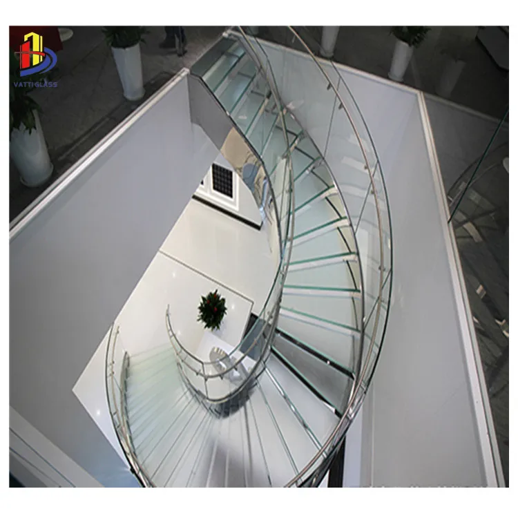 Factory custom ultra clear tempered laminated non-slip staircase floor step glass