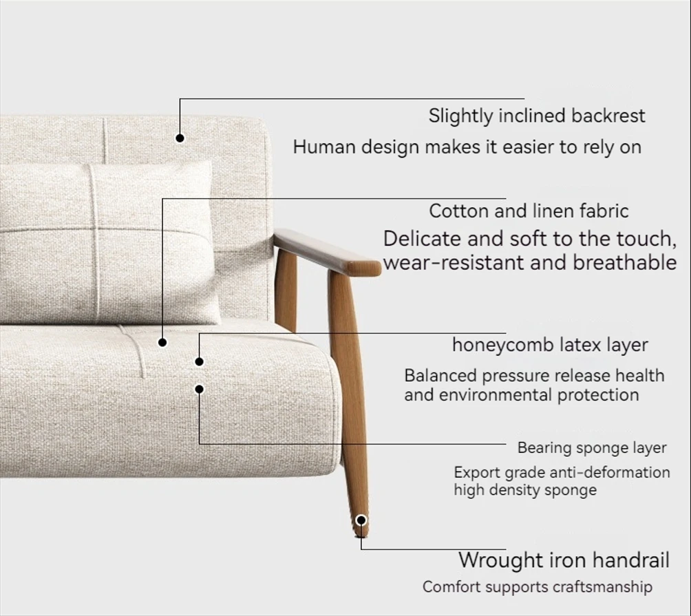 Одноместный двухместный диван-кровать из скандинавской ткани небольшой бытовой многофункциональный складной диван для гостиной и спальни
