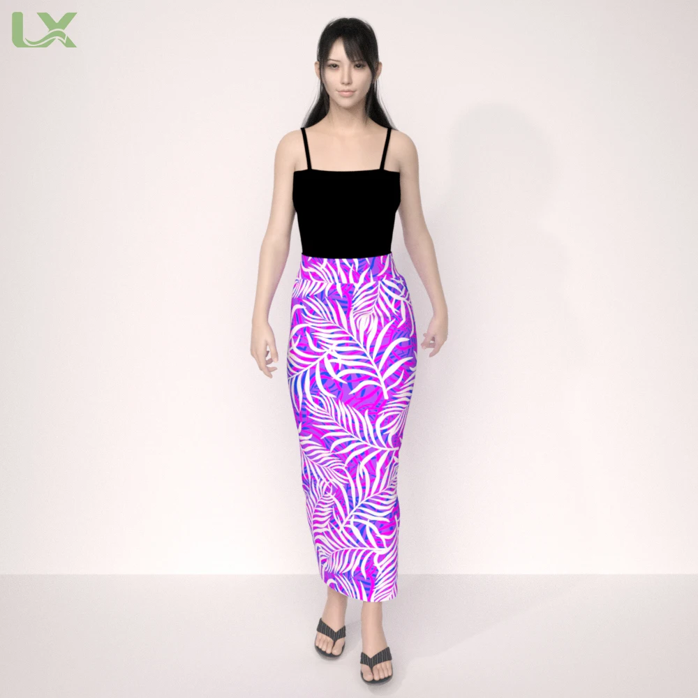 polynesia tropical print dress ladies skirts long tribe print style