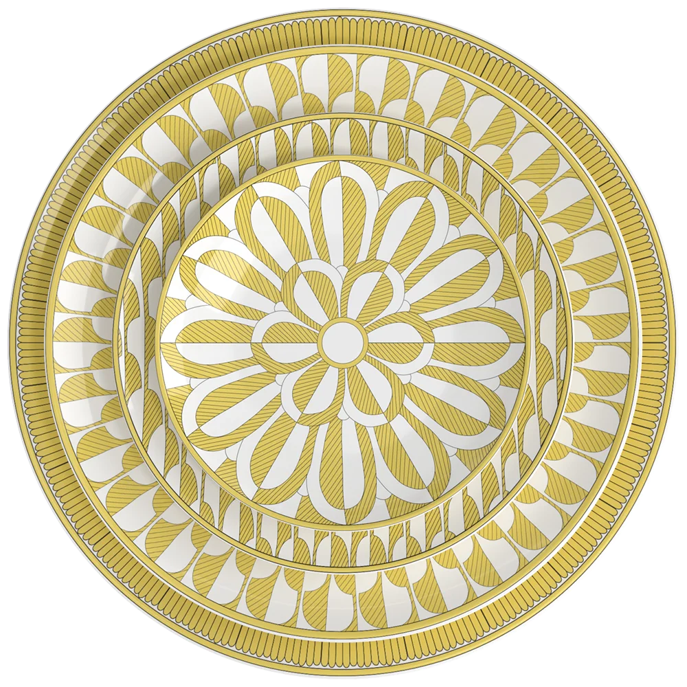 Luxury Golden Bone China Dishes Set Art Decor Leaves Dinner Set Wedding Plate Set Tableware for Event&Rental