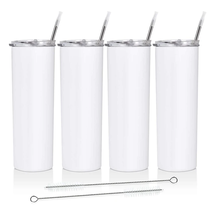 Amazon hot sale White 20 Oz Stainless Steel heat Transfer Printing Tumbler Double Wall Insulated straight Sublimation Tumbler