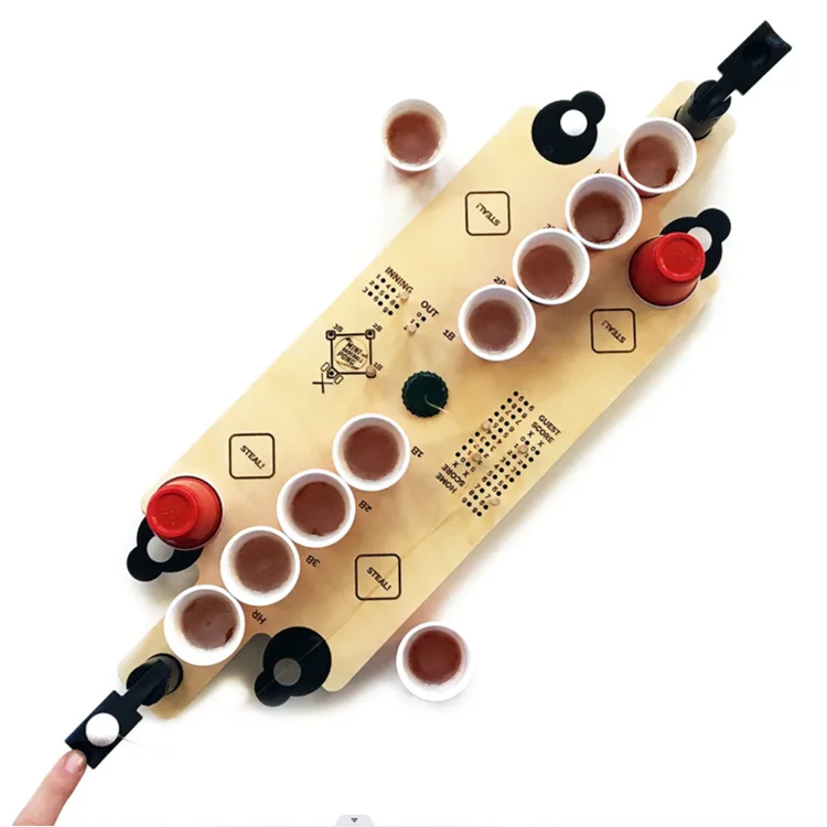 Bar Pub Games Desktop 2-In-1 Party Baseball Beer Pong Wooden Drinking Game For Adults
