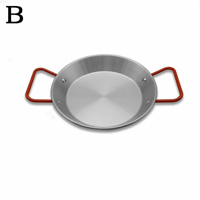 Spanish Stainless Steel Seafood Plate Double Ear Thick Flat-bottomed Pot Fried Chicken Pan Salad Pasta Plate Restaurant Tray