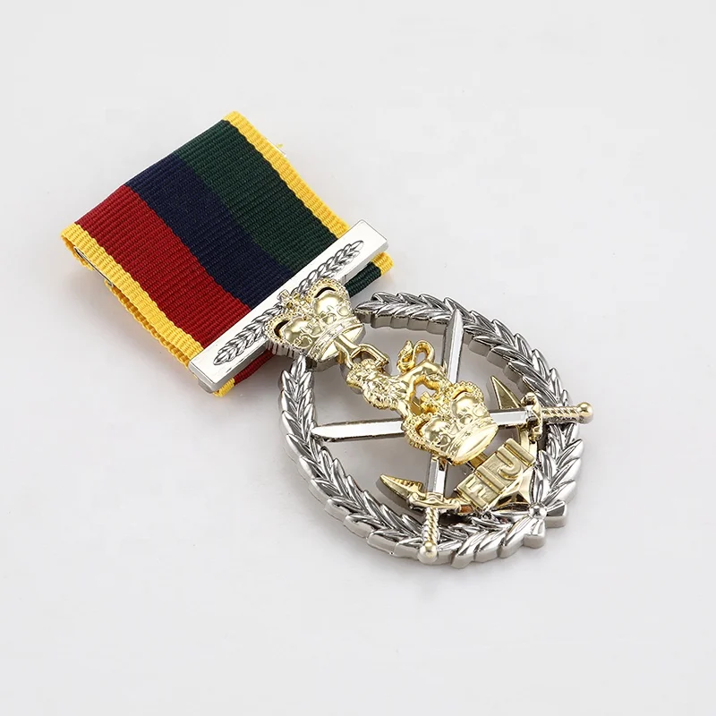 Manufacturer Zinc Alloy Metal Custom Shape Personalized Finish 3D Commendation Medal  Award Medals With Printed Ribbon