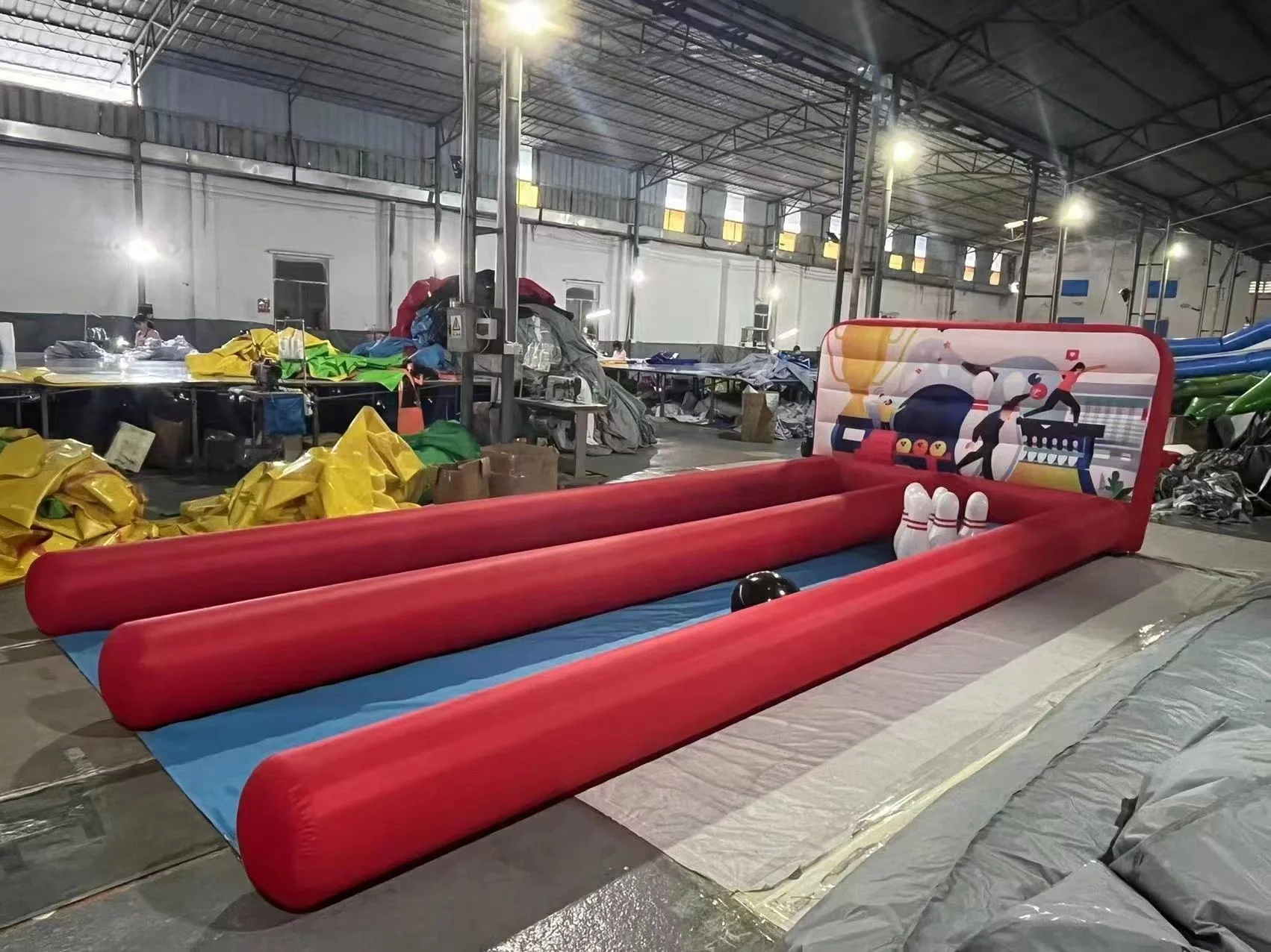 hot sale double lane inflatable bowling alley game with best quality