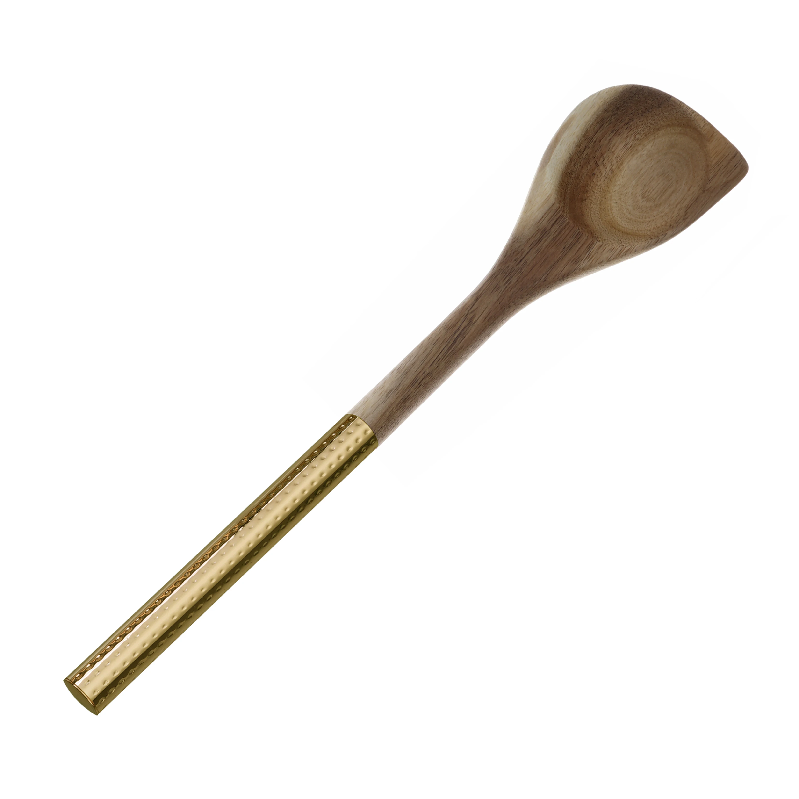 13-inch Wooden Utensils for Serving Salad Set Wooden Spoon Fork Turner Salad Servers With Golden Handle