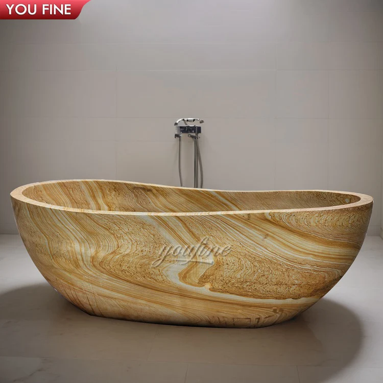 Handmade Oval Natural Antique Stone Bathtub Freestanding Marble Bath Tubs