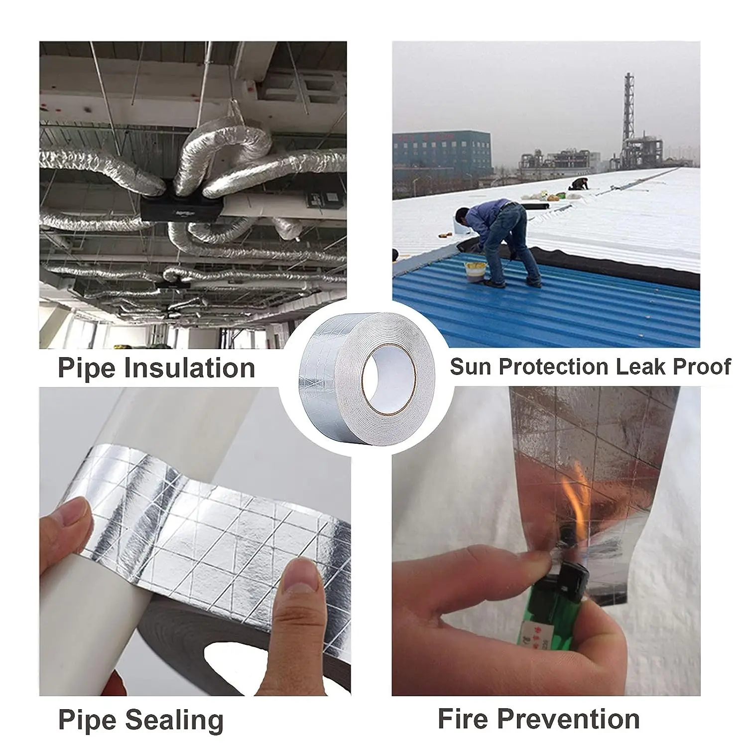 Sliver Reinforced Aluminum Foil Tape waterproof for roof repairing, high temperature Resistant thermal conductive aluminum tape