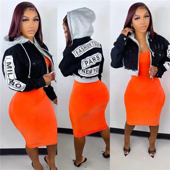 L8206-fall streetwear denim jacket women lapel collar crop outdoor jackets