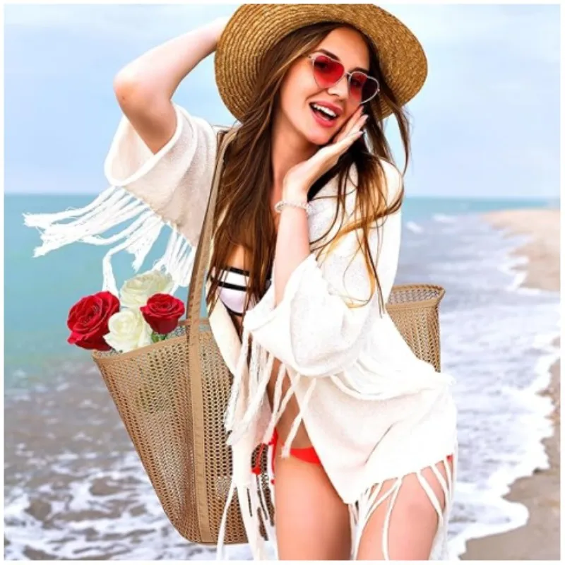 Оптовая продажа женские сумки-тоут из нейлоновой сетки летние пляжные сумки для купания хранения одежды модные большой вместимости