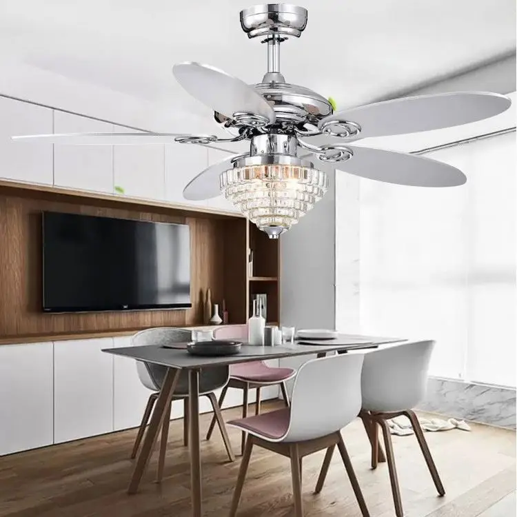 New Design Modern Round Shape Large Size Crystal Chandeliers Ceiling Fan Lights For Home Hotel