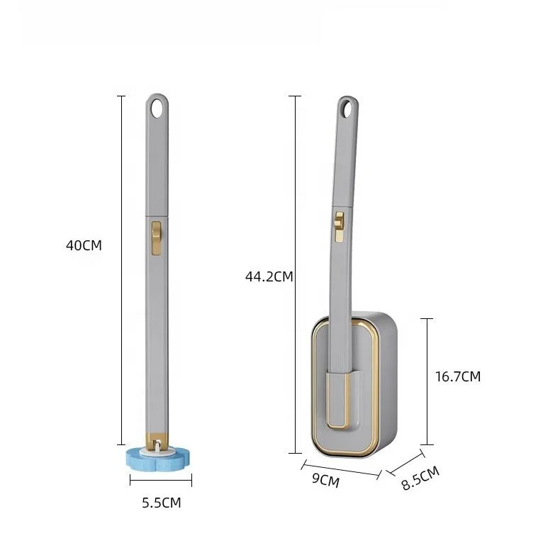 Customized Toilet Brush with 6PCS Disposable Self Cleaning Sponges Cleaning Agent Home Cleaning System Toilet Brush Holder