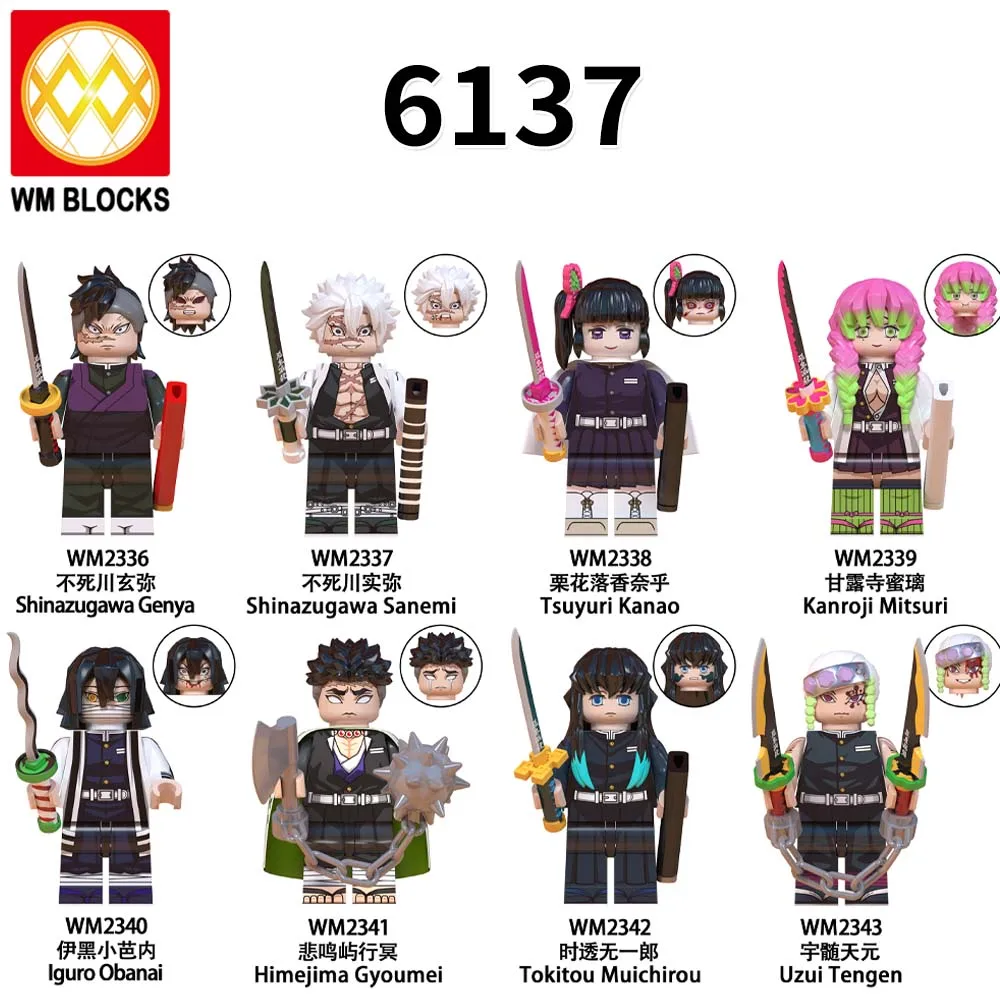 WM6138 Demon Slayer Hantengu Kibutsuji Muzan Daki Villain Japanese Anime Mini Building Blocks Plastic Figures Kids Toys Juguete