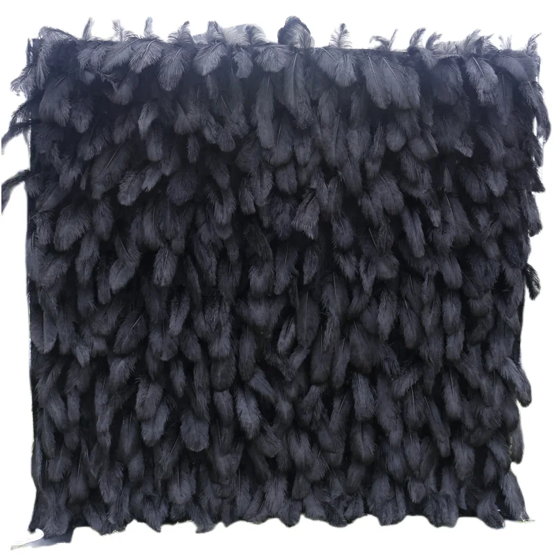 High End Customized Black Feather Wall Roll up Flower Backdrop Panels for Wedding Decor