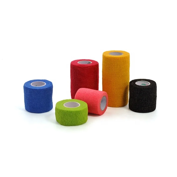 Лучшая цена нетканый когезионный гибкий бандаж компрессионная лента с гибкой цветной печатью