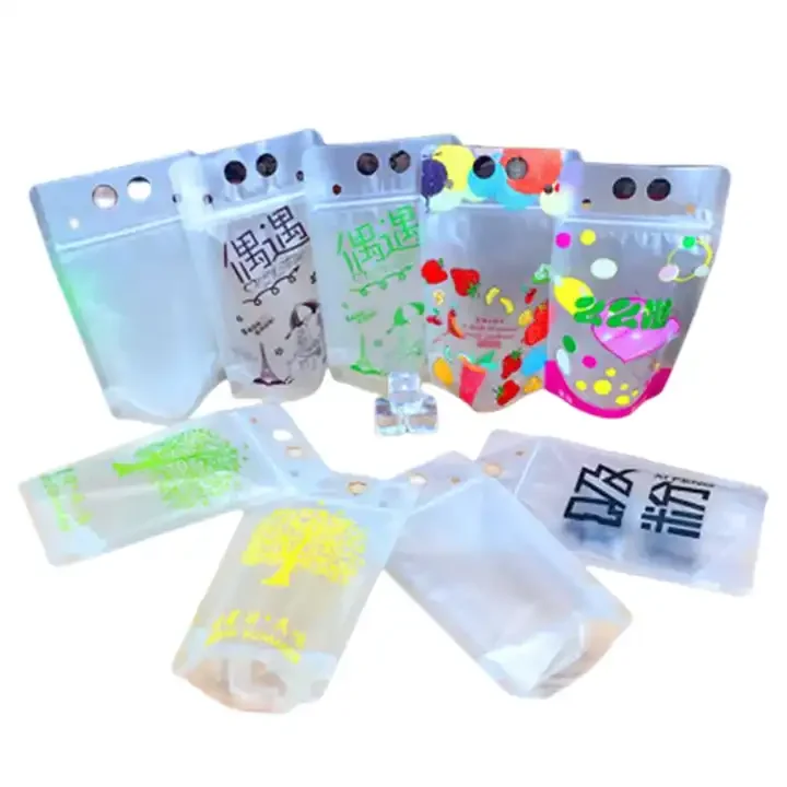 Custom logo printing Juice Drinking Pouch Beverage  Disposable liquid water packaging mylar stand up zipper plastic drink bags
