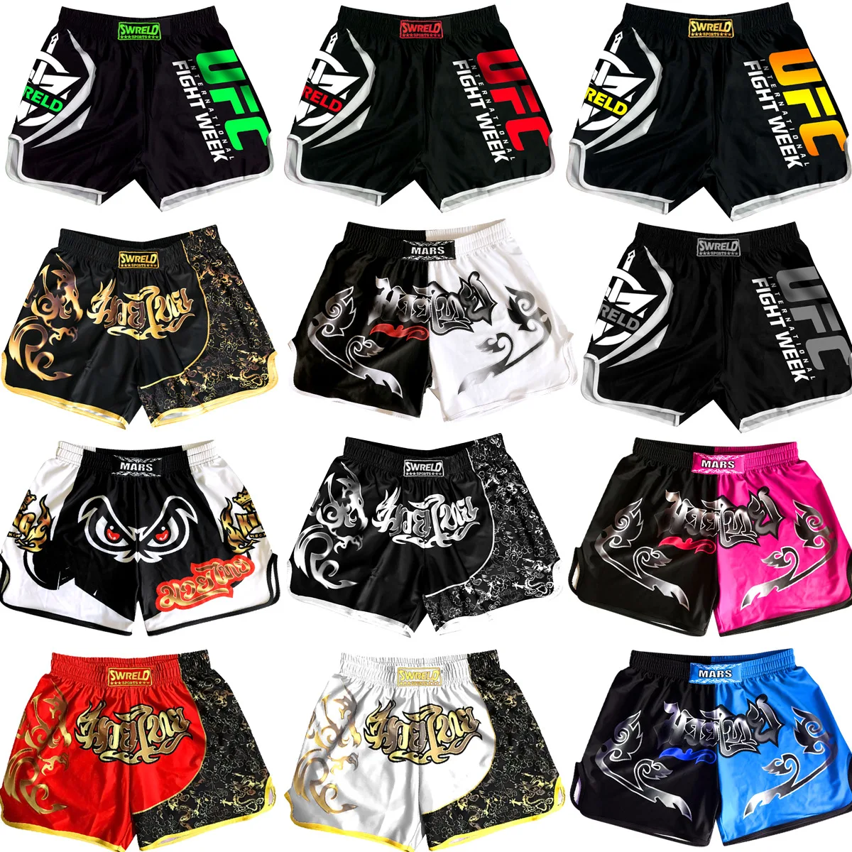 Оптовая продажа с фабрики простые эластичные шорты для боевых искусств Mma кикбоксинга Муай Тай большие