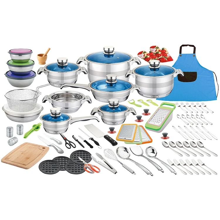 107pcs kitchen ware set cooking pot set stainless steel cookware sets