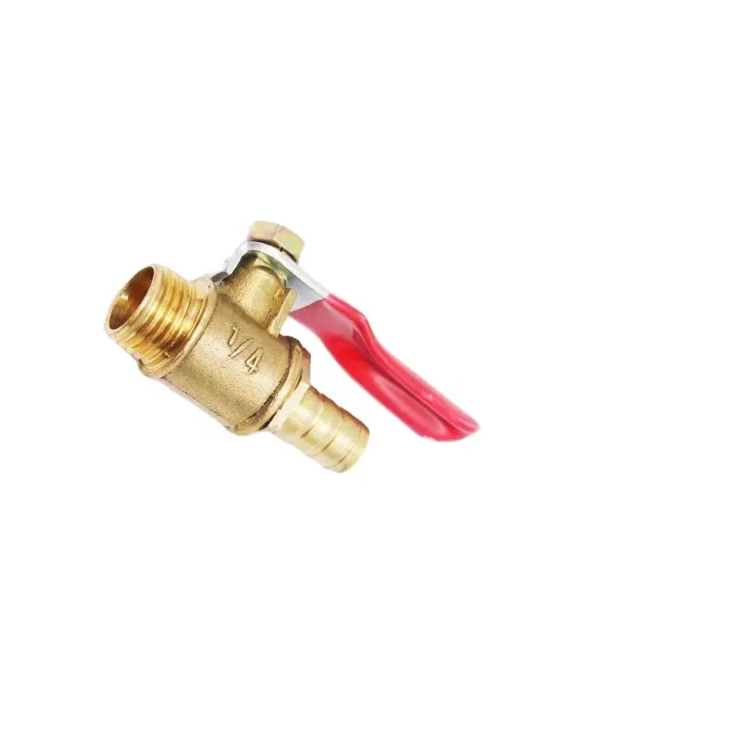 Mini Ball Valve with 1/4 Brass Pagoda Red Handle Small Ball Valve for Water Pneumatic & Manual Power Made in China OEM Supported