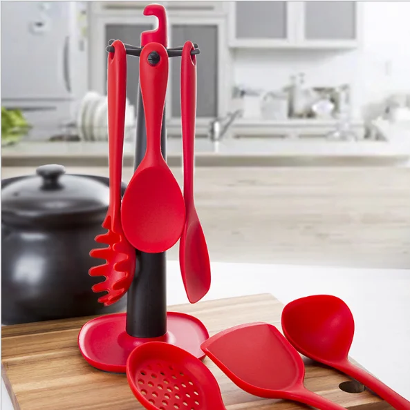 Лидер продаж на Amazon 7 шт. Бытовая Пищевая силиконовая кухонная утварь набор кухонных