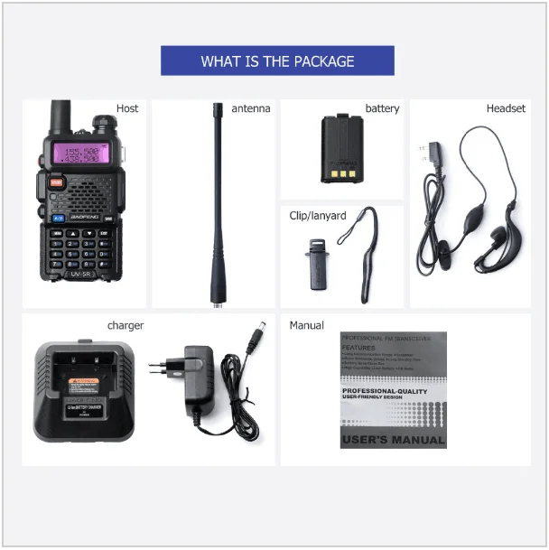 BAOFENG UV-5R Two Way Radio VHF/UHF Walkie Talkie With Ptt Ani Id Code