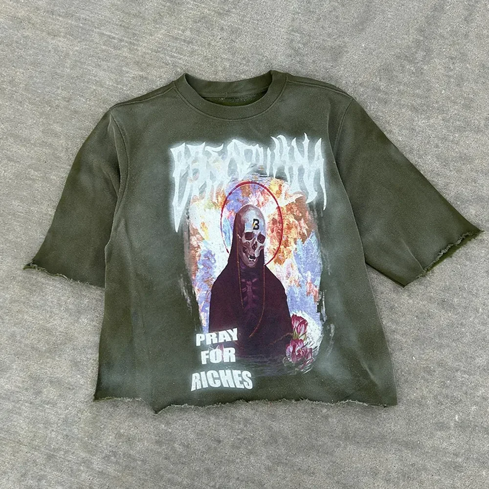 Cut Stone Washed Over Size Hip Hop Men Plain T-Shirts Oversize Mens Blank Brand Name Cotton Polyester Black And White Tshirts